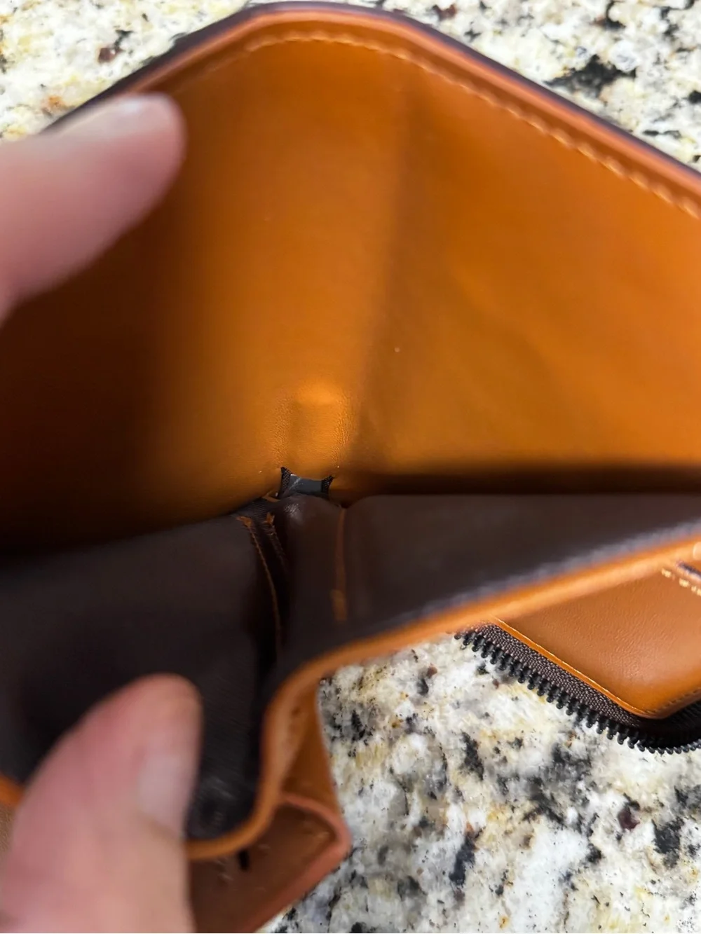 AIKS Kangaroo Brown Zip Around Bifold Wallet NWOT